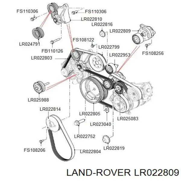 LR022809 Land Rover натяжитель приводного ремня
