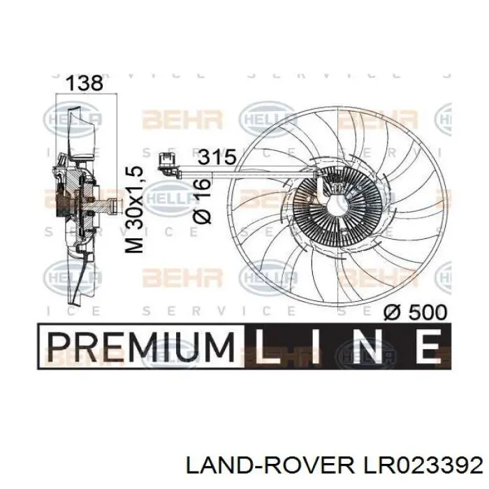 Электровентилятор охлаждения в сборе Land Rover LR023392 цена, от 231.94 USD