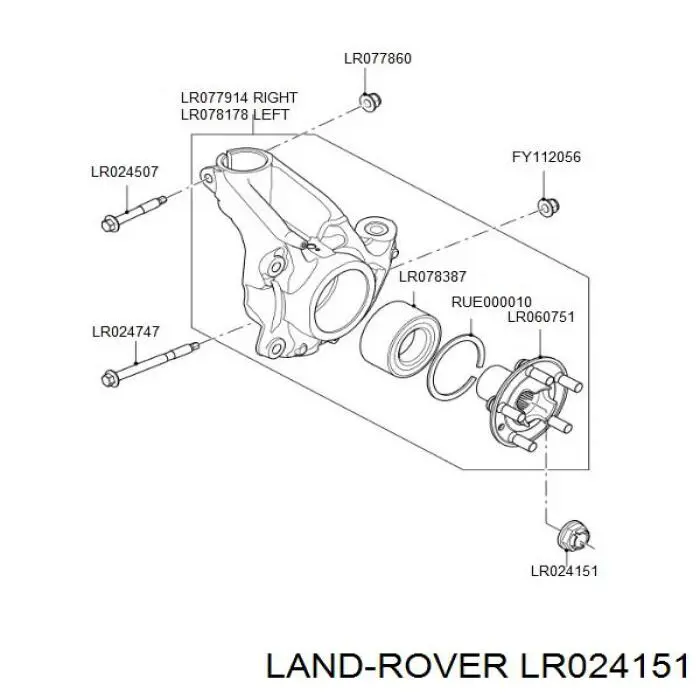 Купить LR024151 Britpart Гайка передней ступицы