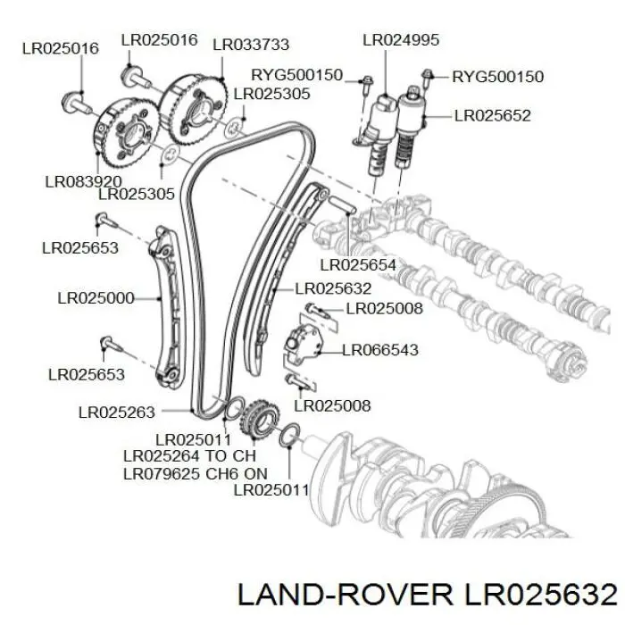 Башмак натяжителя цепи ГРМ Land Rover LR025632 цена, от 39.23 USD