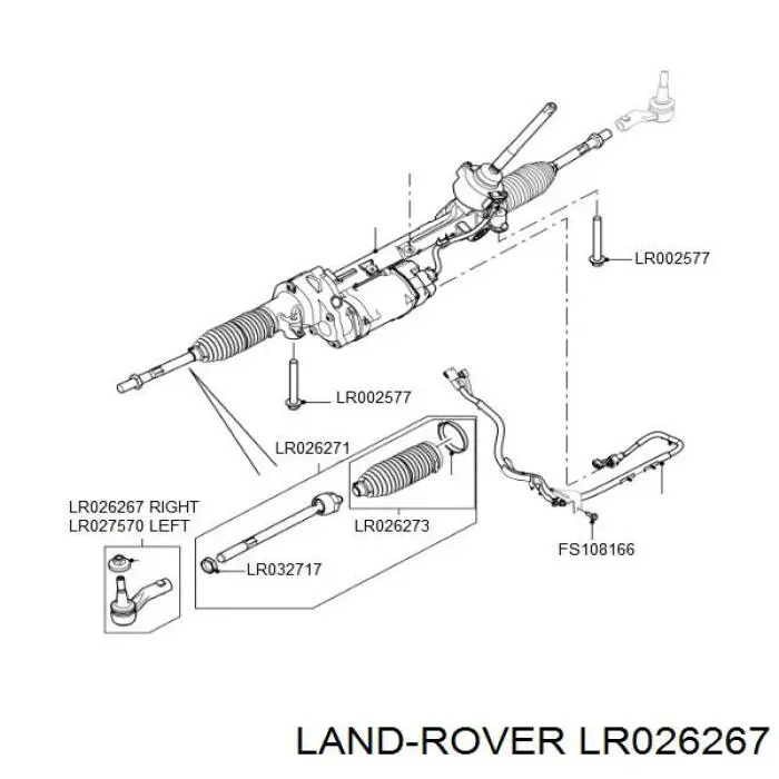LR026267 Land Rover Наружный наконечник рулевой тяги