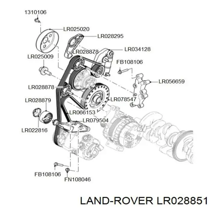 LR028851 Land Rover Поликлиновый ремень