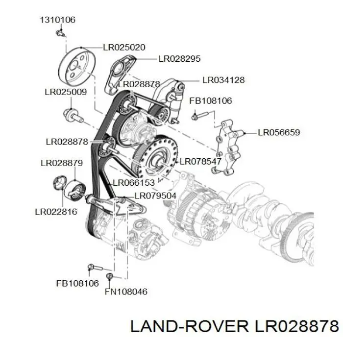 LR028878 Land Rover Ролик приводного ремня, паразитный