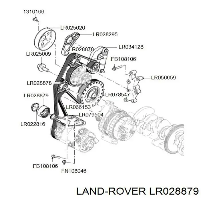 LR028879 Britpart rolo parasita da correia de transmissão