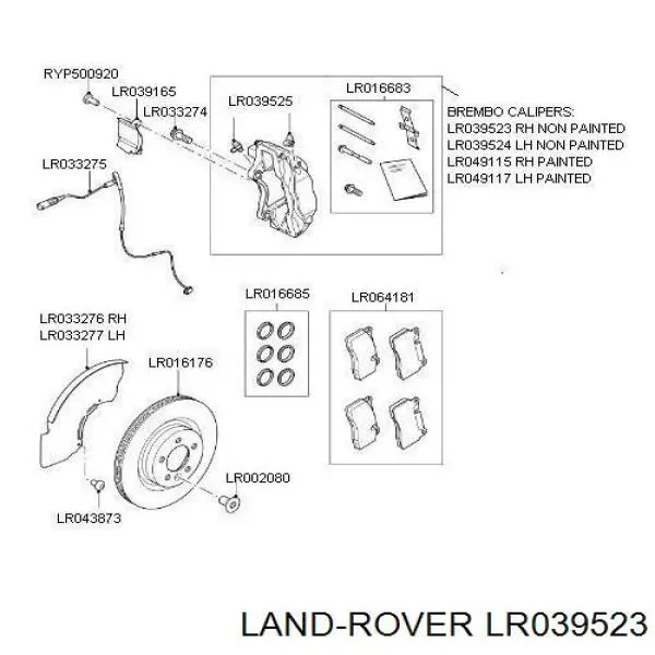 LR139251 Land Rover suporte do freio dianteiro direito