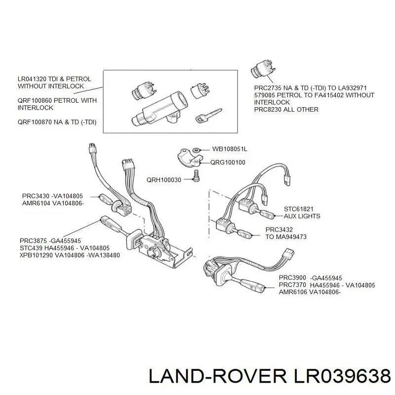 LR039638 Land Rover Контакты замка зажигания