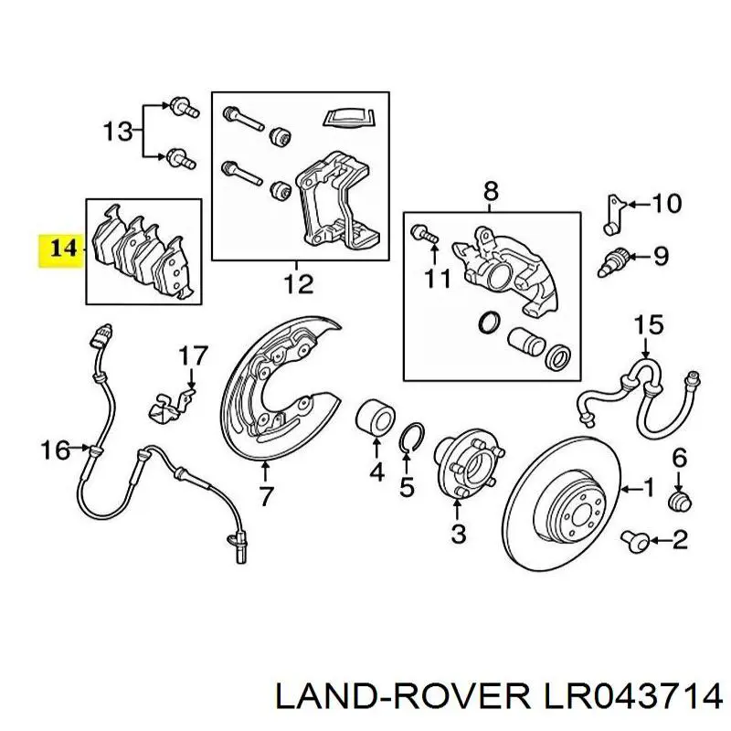 LR043714 Land Rover колодки тормозные задние дисковые