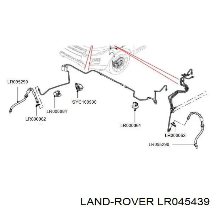 LR045439 Land Rover mangueira do freio dianteira