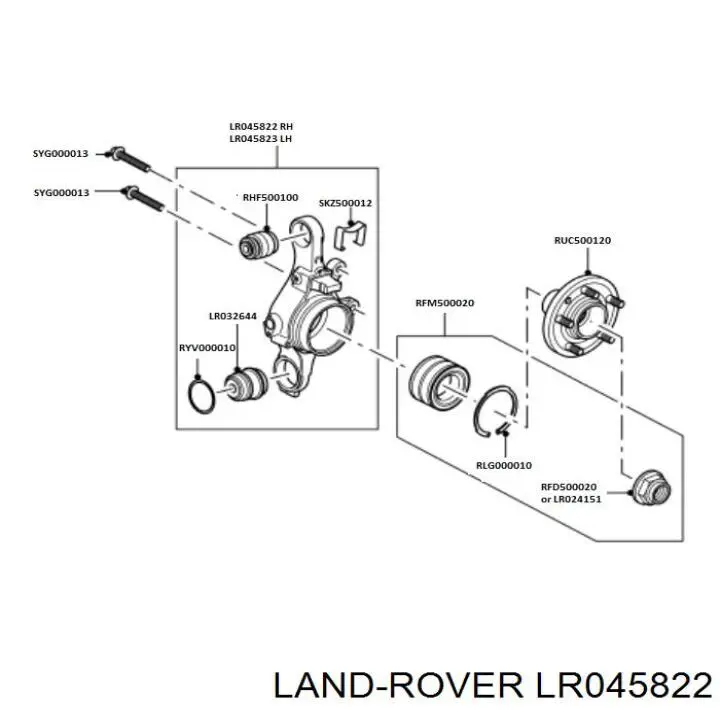 Купить LR045822 Land Rover Цапфа - поворотный кулак задний, правый