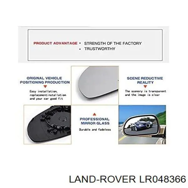 LR048366 Land Rover Зеркальный элемент левого зеркала заднего вида