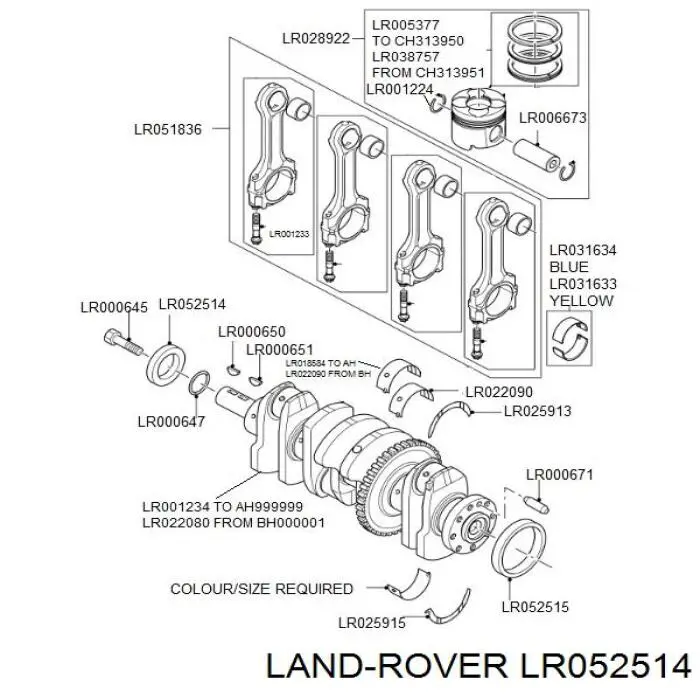 Anillo retén, cigüeñal frontal LR052514 Land Rover