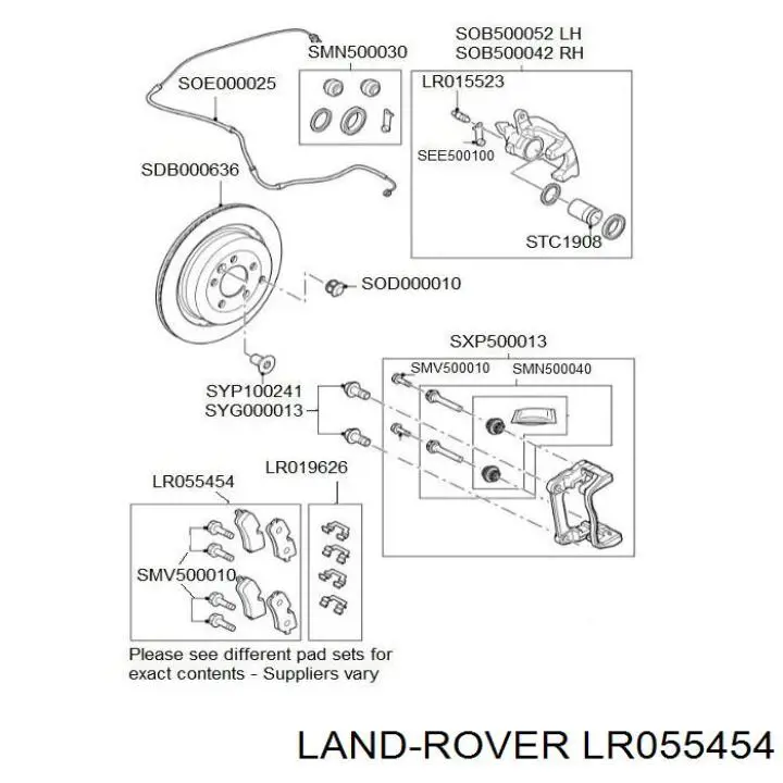Колодки дисковые  Land Rover LR055454 цена, от 27.34 USD