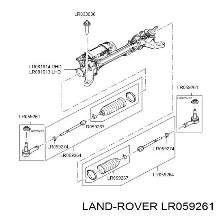 LR059261 Land Rover ponta externa da barra de direção