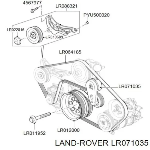 LR071035 Land Rover reguladora de tensão da correia de transmissão