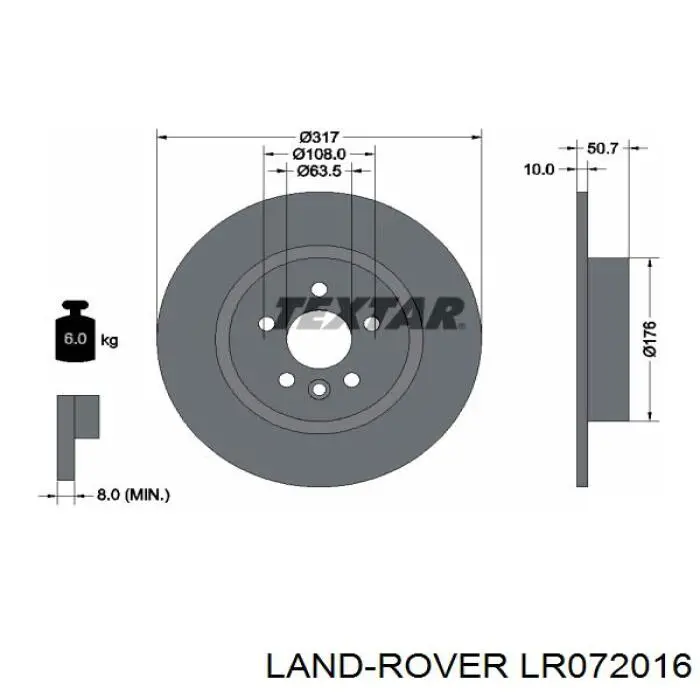 Задний тормозной диск Land Rover LR072016 цена, от 31.67 USD