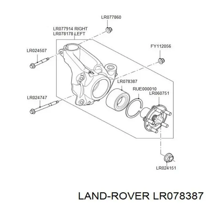 Купить LR078387 Land Rover Подшипник передней ступицы