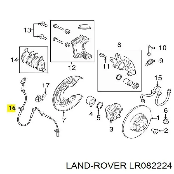 LR082224 Land Rover Задний левый датчик АБС