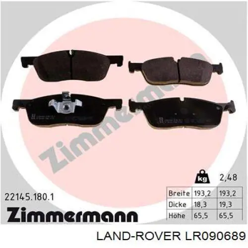 Передние тормозные колодки LR090689 Land Rover