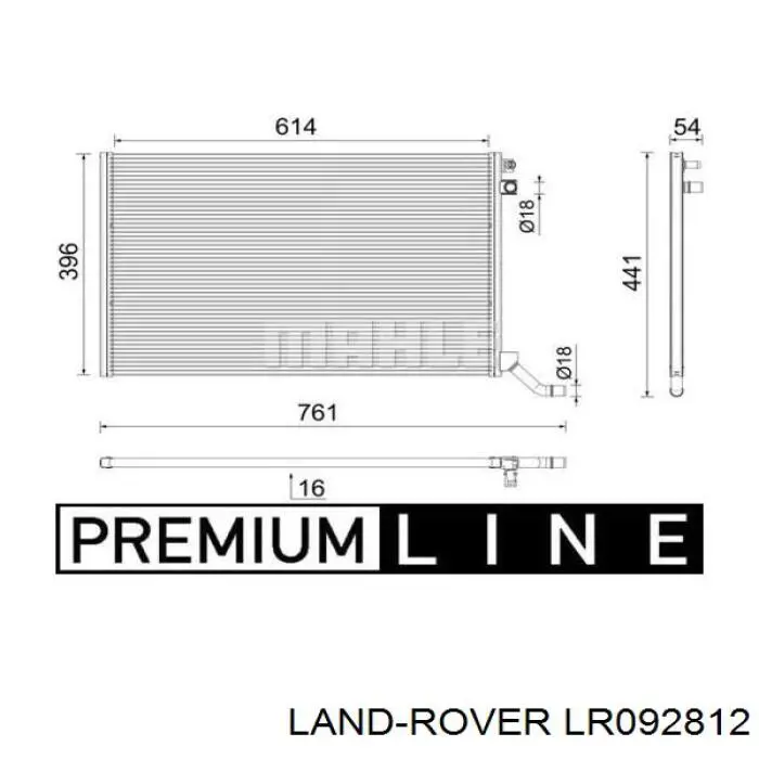 LR092812 Land Rover radiador de intercooler