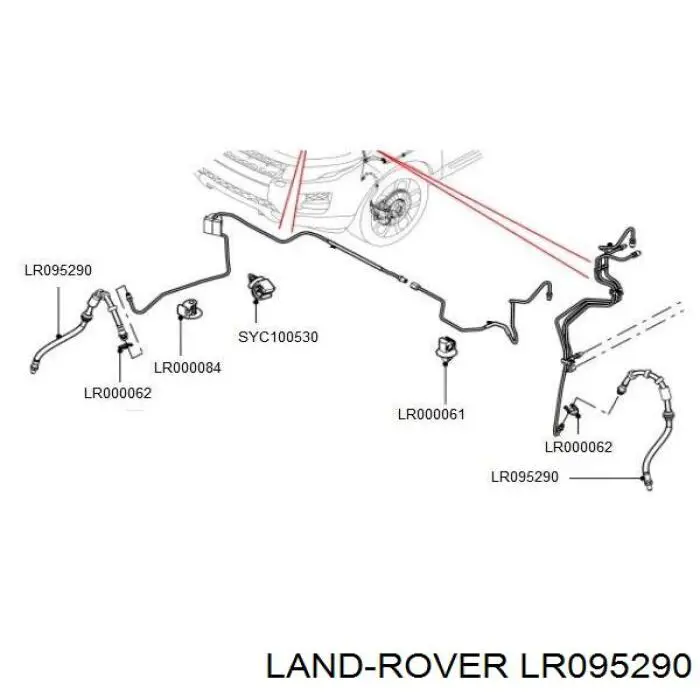 LR095290 Land Rover Гибкая тормозная трубка передняя