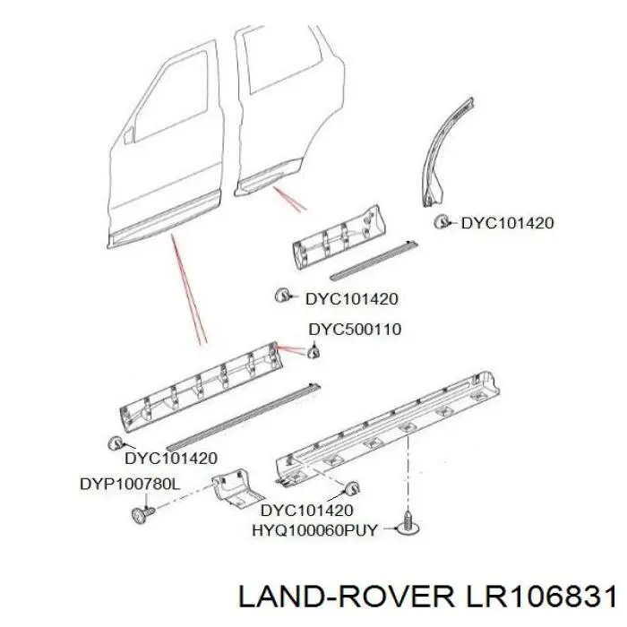 Пистон (клип) крепления молдинга двери LR106831 Land Rover