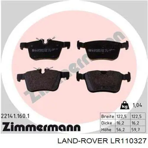 Колодки дисковые  Land Rover LR110327 цена, от 63.54 USD