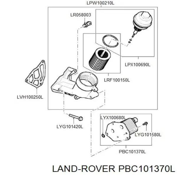 Радиатор масляный (холодильник), под фильтром Land Rover PBC101370L цена, от 41.53 USD