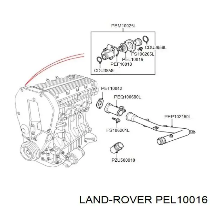 Термостат в корпусе Land Rover PEL10016 цена, от 10.41 USD