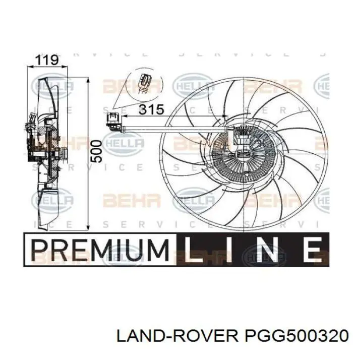 Электровентилятор охлаждения PGG500320 Land Rover