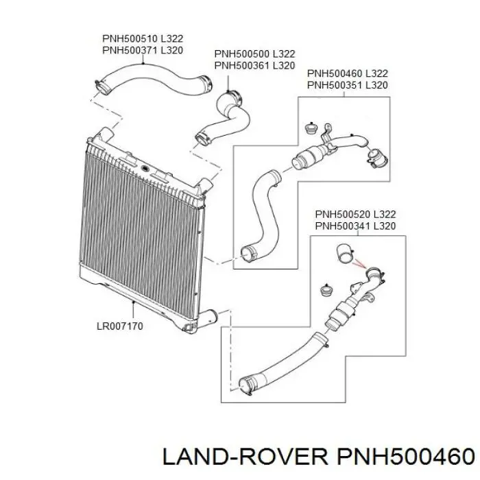 Шланг (патрубок) радиатора охлаждения нижний на Land Rover Range Rover III 