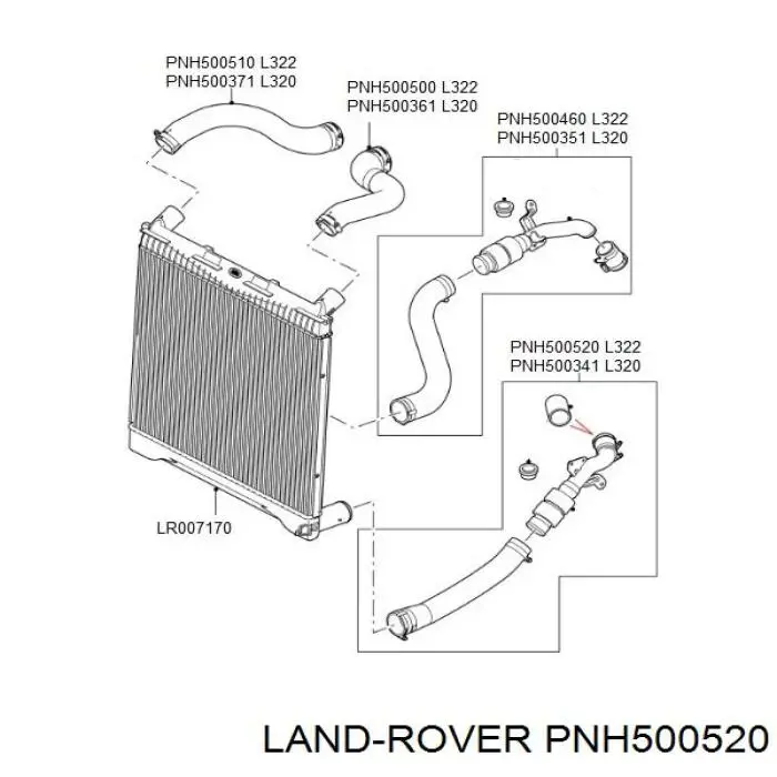 Шланг радиатора, нижний Land Rover PNH500520 цена, от 66.12 USD