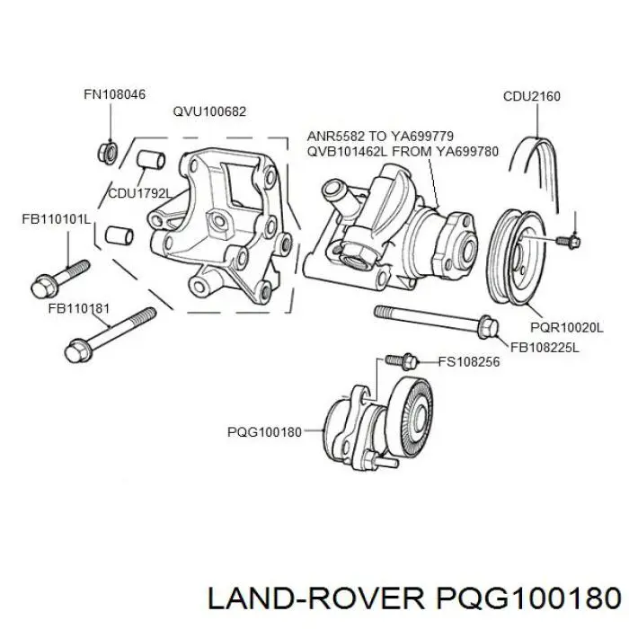 Купить PQG100180 Land Rover Натяжитель приводного ремня