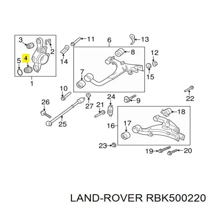 Сайлентблок заднего кулака Land Rover RBK500220 цена, от 38.37 USD