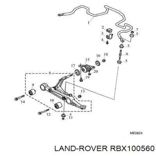 Втулка переднего стабилизатора LAND ROVER RBX100560