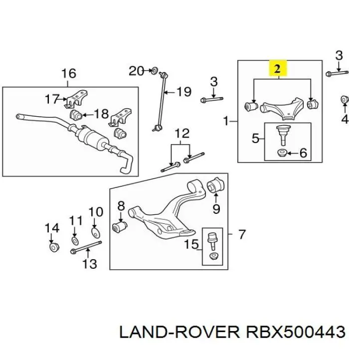 Сайлентблок верхнего рычага передней подвески Land Rover RBX500443 цена, от 11.15 USD