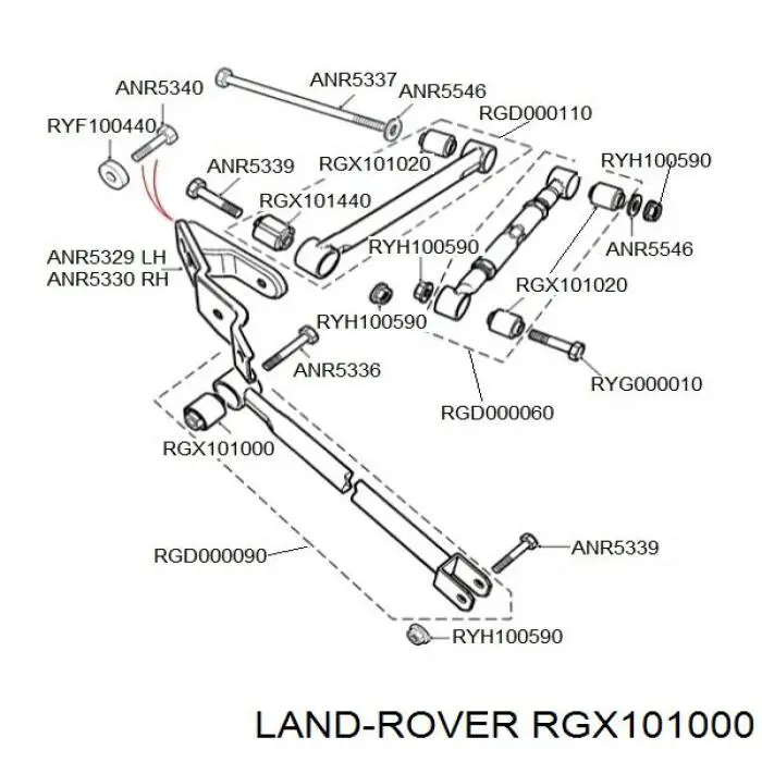 Сайлентблок заднего продольного рычага передний RGX101000 Land Rover