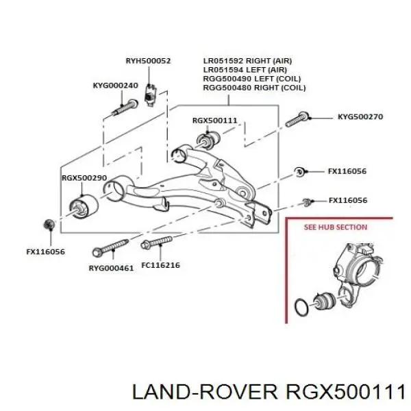 Купить RGX500111 Land Rover Сайлентблок заднего нижнего рычага