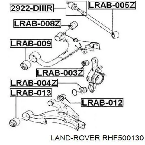 Сайлентблок заднего верхнего рычага Land Rover RHF500130 цена, от 58.50 USD