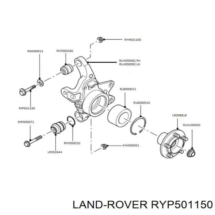 Perno de fijación, brazo oscilante trasero superior, exterior RYP501150 Land Rover