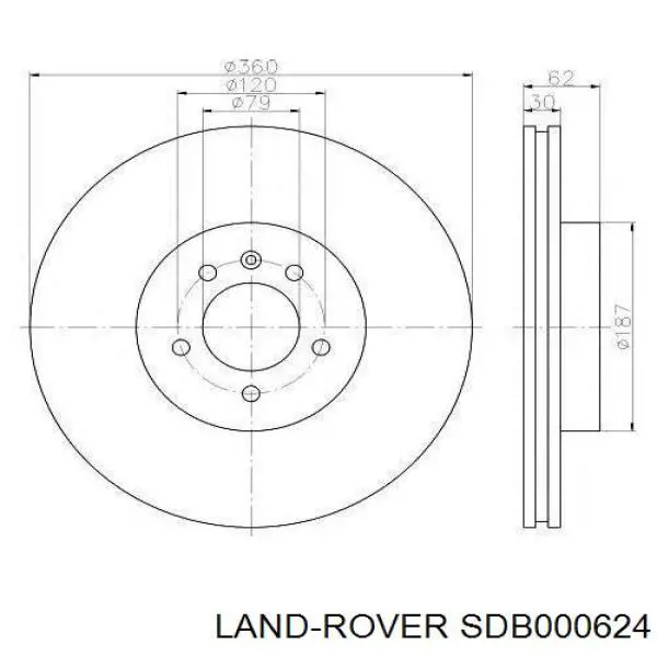 SDB000624 Land Rover disco do freio dianteiro