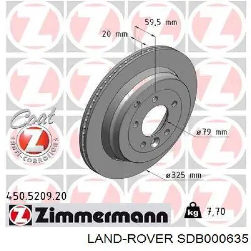 Купить SDB000635 Land Rover Диск тормозной задний