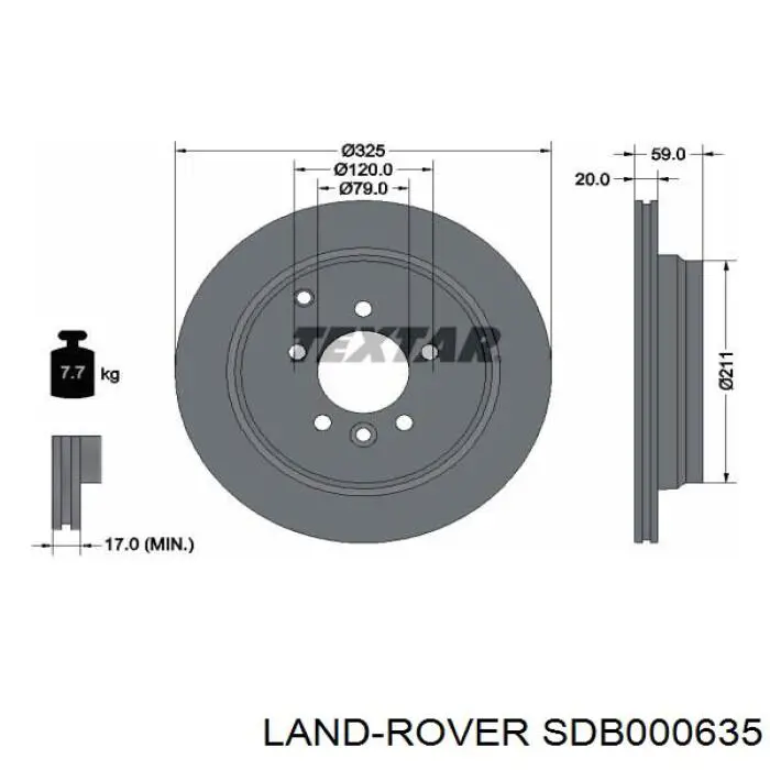 Диск тормозной задний LAND ROVER SDB000635