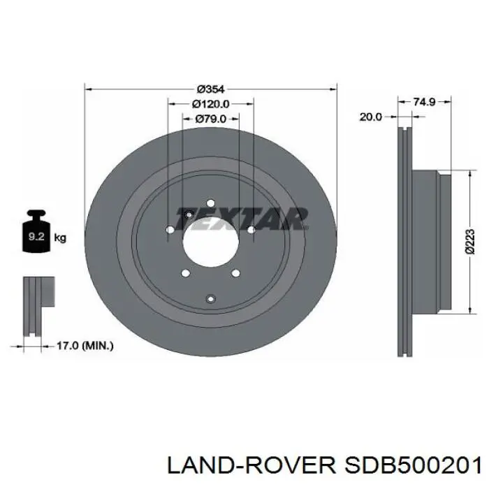 Задний тормозной диск Land Rover SDB500201 цена, от 75.64 USD