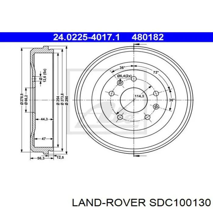 Купить SDC100130 Land Rover Тормозной барабан