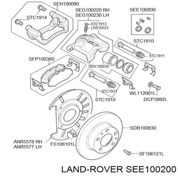 Ремкомплект тормозной системы Land Rover SEE100200 цена, от 7.87 USD