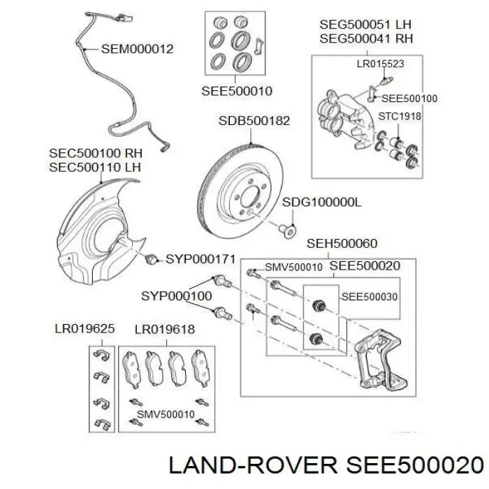 Ремкомплект тормозной системы Land Rover SEE500020 цена, от 27.87 USD