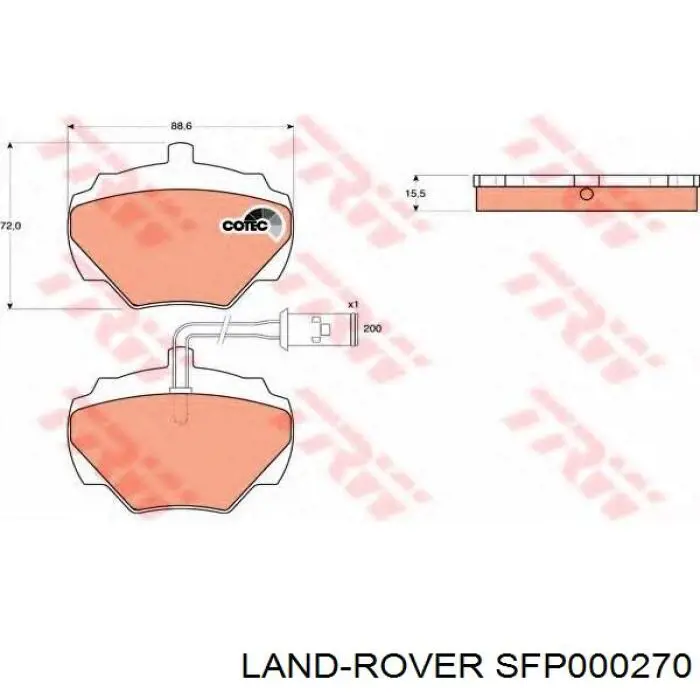 SFP000270 Land Rover sapatas do freio traseiras de disco