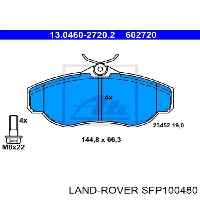 Передние тормозные колодки SFP100480 Land Rover