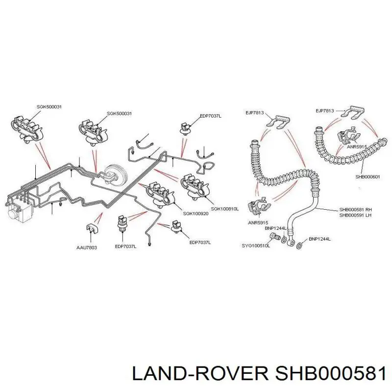 Шланг тормозной передний Land Rover SHB000581 цена, от 14.97 USD