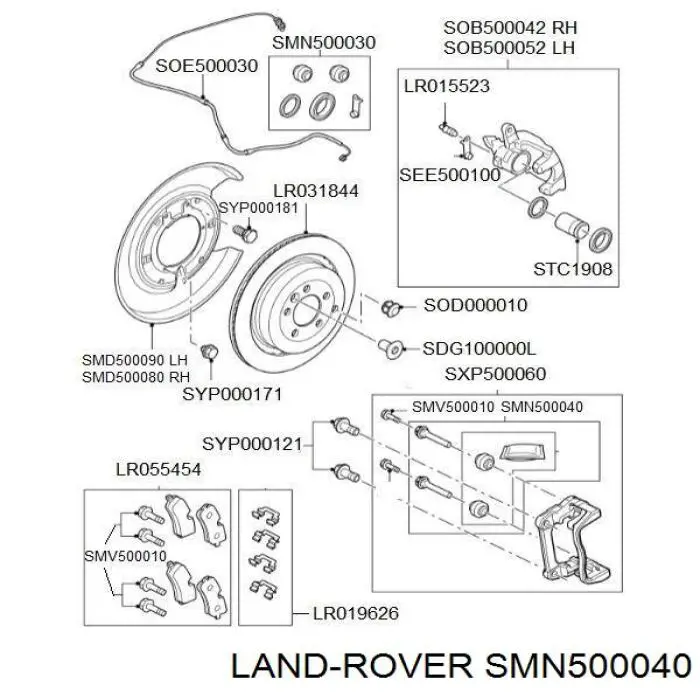 SMN500040 Land Rover kit de reparação de suporte do freio traseiro